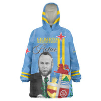 Feliz Dia di Betico Wearable Blanket Hoodie Aruba Flag Style - Wonder Print Shop
