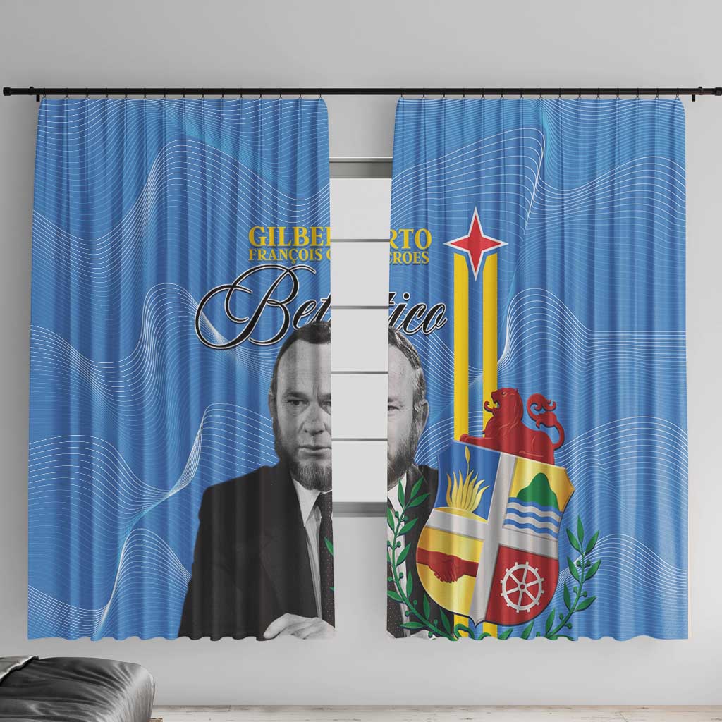 Feliz Dia di Betico Window Curtain Aruba Flag Style - Wonder Print Shop