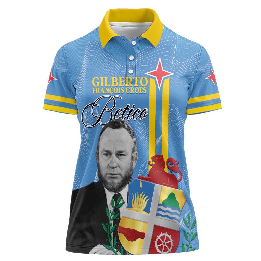Feliz Dia di Betico Women Polo Shirt Aruba Flag Style - Wonder Print Shop