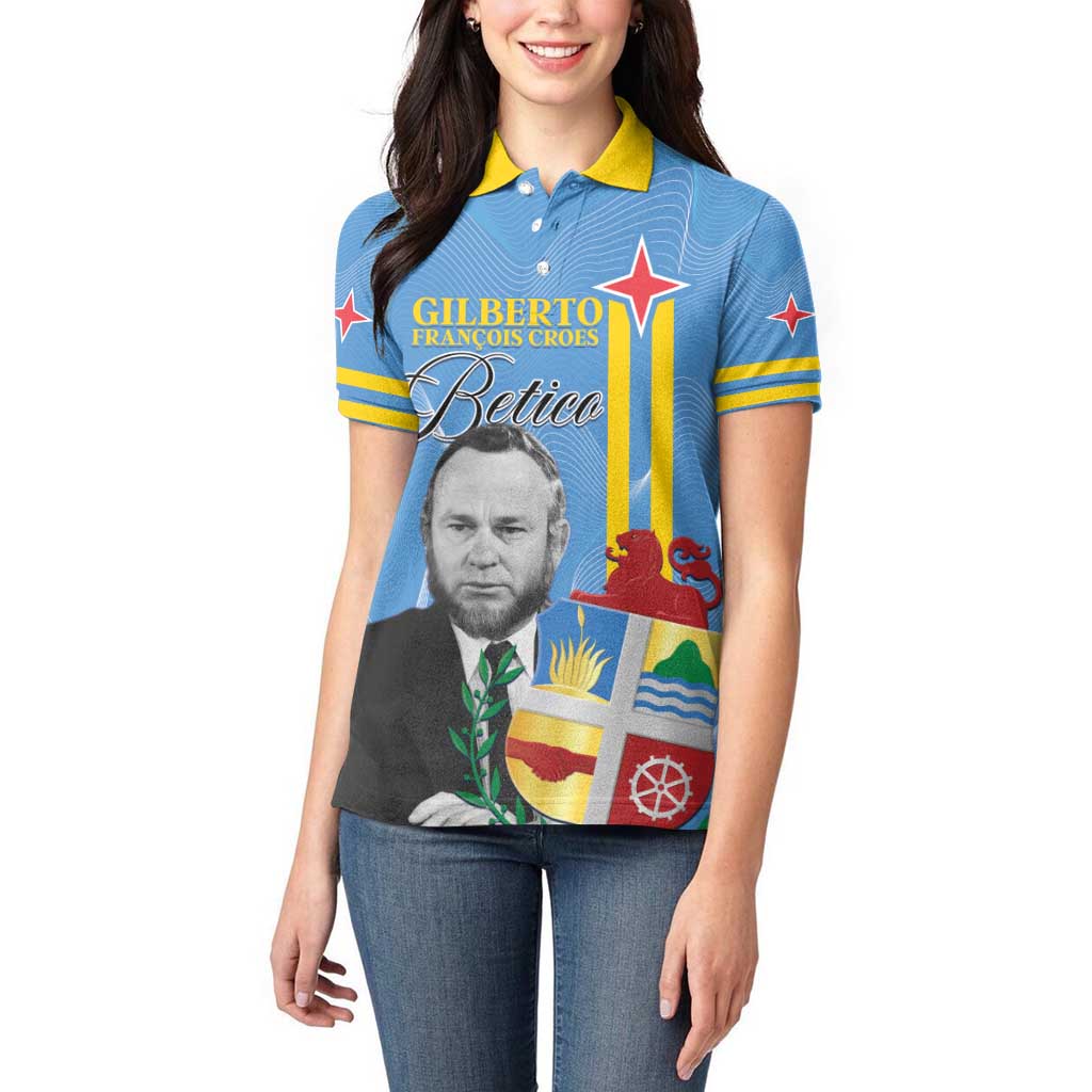 Feliz Dia di Betico Women Polo Shirt Aruba Flag Style - Wonder Print Shop