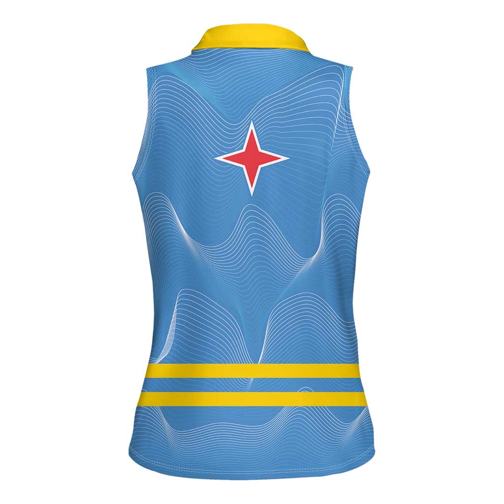 Feliz Dia di Betico Women Sleeveless Polo Shirt Aruba Flag Style - Wonder Print Shop