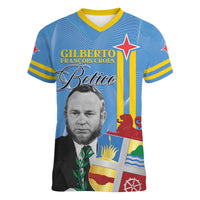 Feliz Dia di Betico Women V-Neck T-Shirt Aruba Flag Style - Wonder Print Shop