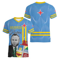 Feliz Dia di Betico Women V-Neck T-Shirt Aruba Flag Style - Wonder Print Shop