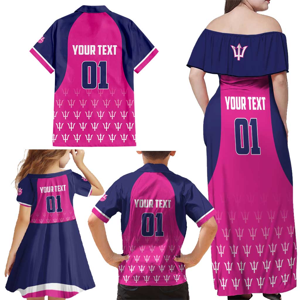 Custom Barbados Royals Cricket Family Matching Off Shoulder Maxi Dress and Hawaiian Shirt Back to Back Champions - Wonder Print Shop