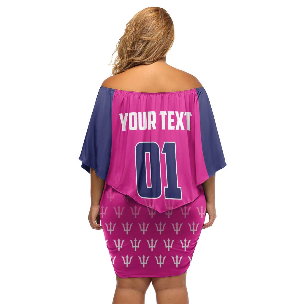 Custom Barbados Royals Cricket Family Matching Off Shoulder Short Dress and Hawaiian Shirt Back to Back Champions - Wonder Print Shop
