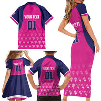 Custom Barbados Royals Cricket Family Matching Short Sleeve Bodycon Dress and Hawaiian Shirt Back to Back Champions - Wonder Print Shop