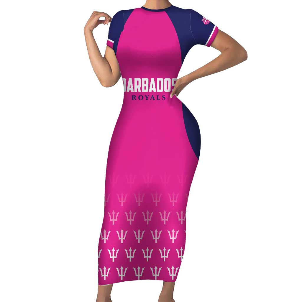 Custom Barbados Royals Cricket Family Matching Short Sleeve Bodycon Dress and Hawaiian Shirt Back to Back Champions - Wonder Print Shop