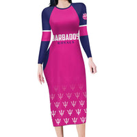 Custom Barbados Royals Cricket Long Sleeve Bodycon Dress Back to Back Champions - Wonder Print Shop