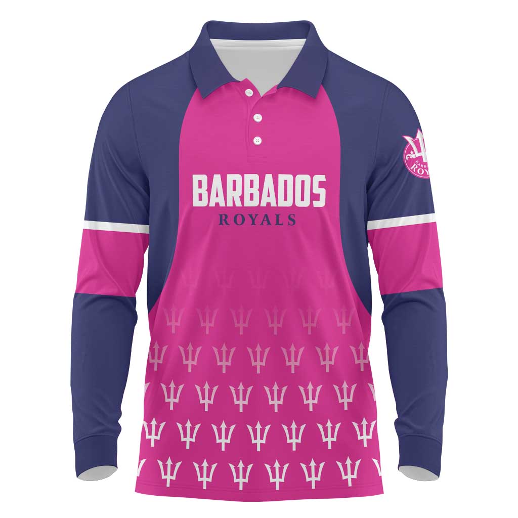 Custom Barbados Royals Cricket Long Sleeve Polo Shirt Back to Back Champions - Wonder Print Shop