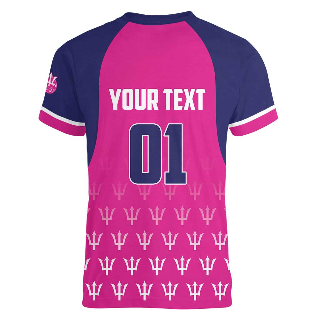 Custom Barbados Royals Cricket Women V-Neck T-Shirt Back to Back Champions - Wonder Print Shop