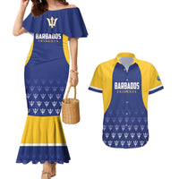 Custom Barbados Tridents Cricket Couples Matching Mermaid Dress and Hawaiian Shirt Go Champions - Wonder Print Shop