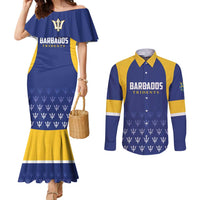 Custom Barbados Tridents Cricket Couples Matching Mermaid Dress and Long Sleeve Button Shirt Go Champions