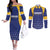 Custom Barbados Tridents Cricket Couples Matching Off The Shoulder Long Sleeve Dress and Long Sleeve Button Shirt Go Champions