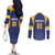 Custom Barbados Tridents Cricket Couples Matching Off The Shoulder Long Sleeve Dress and Long Sleeve Button Shirt Go Champions