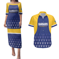 Custom Barbados Tridents Cricket Couples Matching Puletasi and Hawaiian Shirt Go Champions - Wonder Print Shop