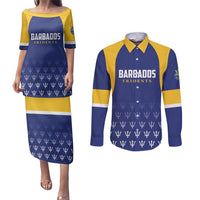 Custom Barbados Tridents Cricket Couples Matching Puletasi and Long Sleeve Button Shirt Go Champions - Wonder Print Shop