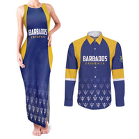 Custom Barbados Tridents Cricket Couples Matching Tank Maxi Dress and Long Sleeve Button Shirt Go Champions - Wonder Print Shop