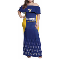 Custom Barbados Tridents Cricket Family Matching Off Shoulder Maxi Dress and Hawaiian Shirt Go Champions - Wonder Print Shop