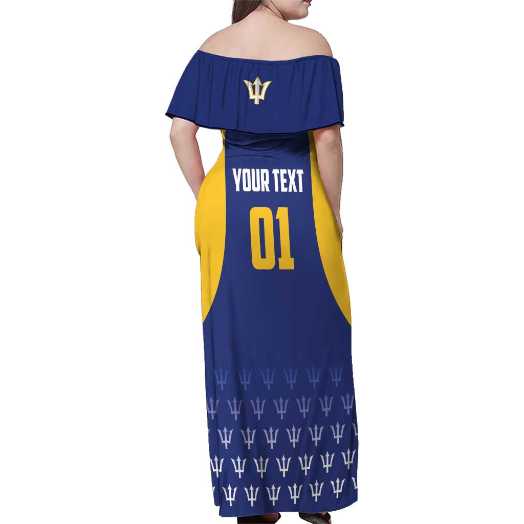 Custom Barbados Tridents Cricket Family Matching Off Shoulder Maxi Dress and Hawaiian Shirt Go Champions - Wonder Print Shop