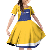 Custom Barbados Tridents Cricket Family Matching Off Shoulder Short Dress and Hawaiian Shirt Go Champions - Wonder Print Shop