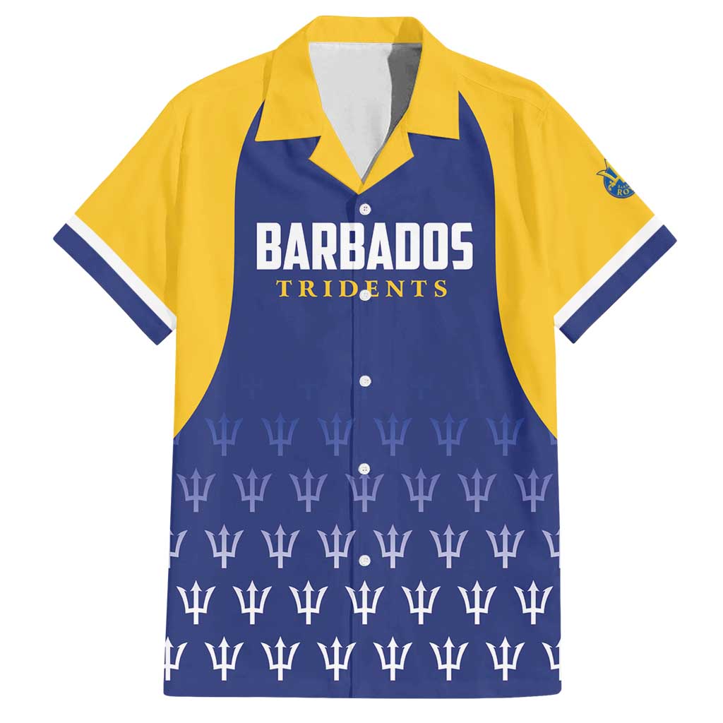 Custom Barbados Tridents Cricket Family Matching Off Shoulder Short Dress and Hawaiian Shirt Go Champions - Wonder Print Shop