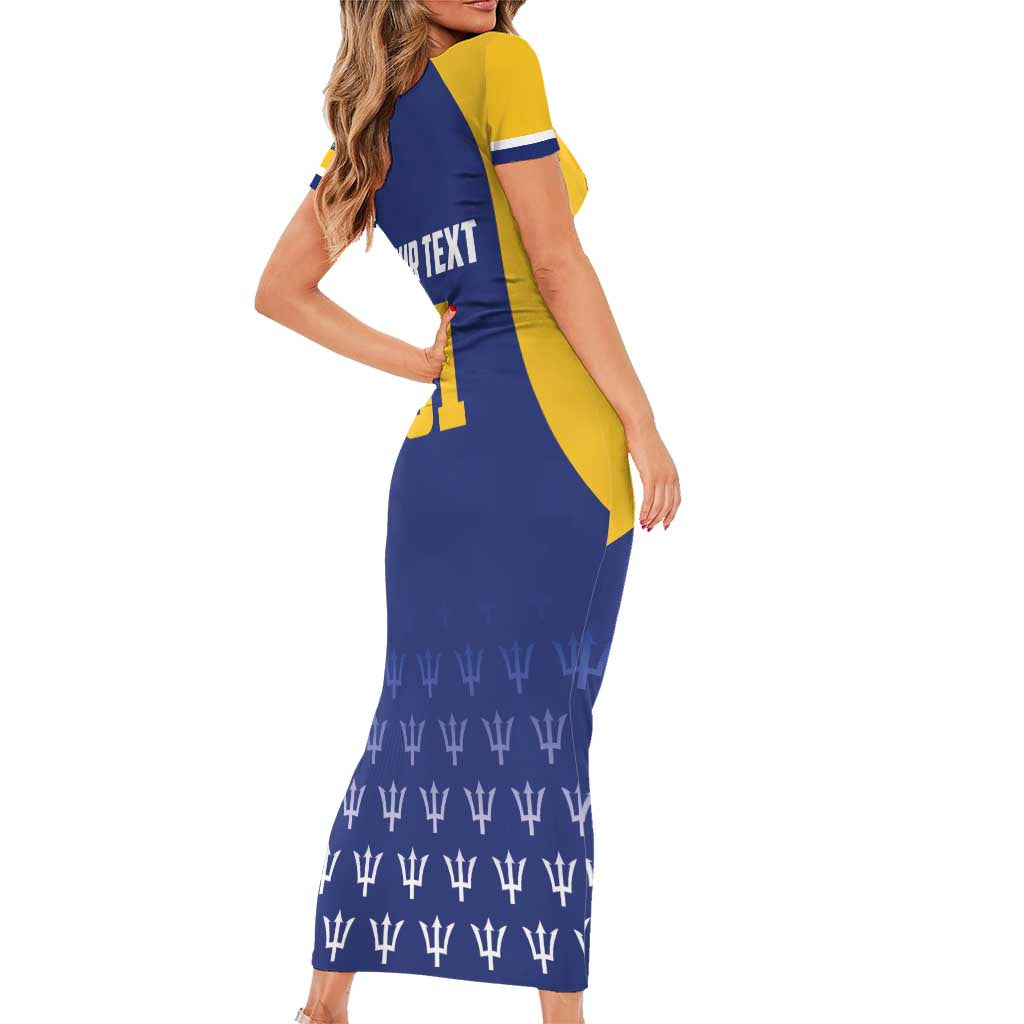 Custom Barbados Tridents Cricket Family Matching Short Sleeve Bodycon Dress and Hawaiian Shirt Go Champions - Wonder Print Shop