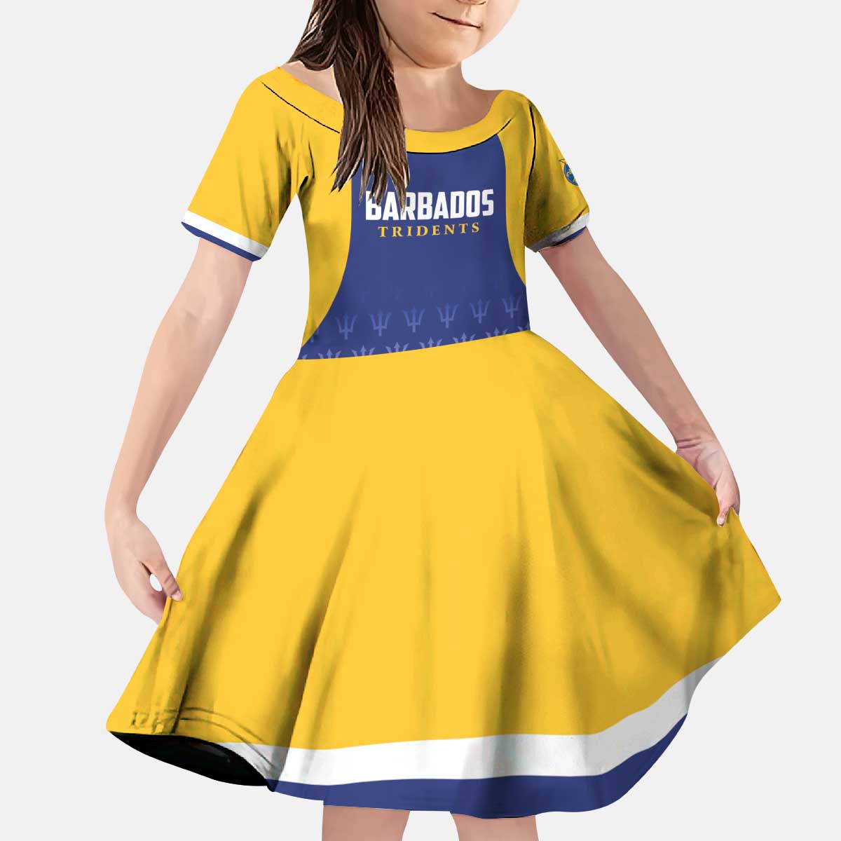 Custom Barbados Tridents Cricket Kid Short Sleeve Dress Go Champions - Wonder Print Shop
