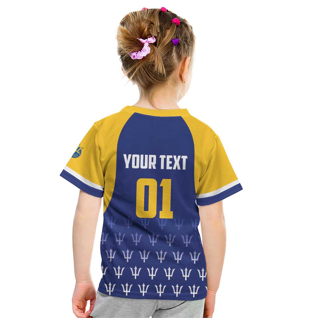 Custom Barbados Tridents Cricket Kid T Shirt Go Champions - Wonder Print Shop