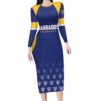Custom Barbados Tridents Cricket Long Sleeve Bodycon Dress Go Champions - Wonder Print Shop
