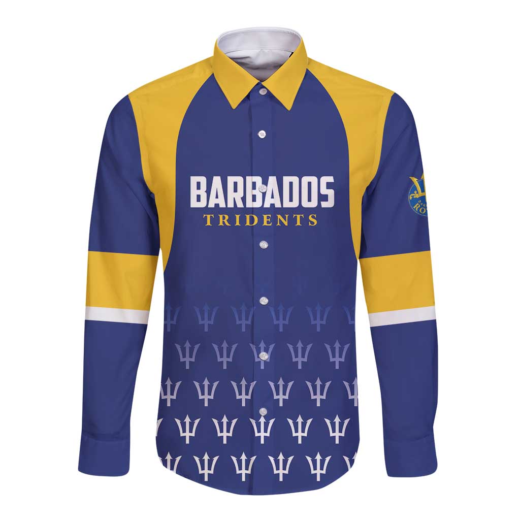 Custom Barbados Tridents Cricket Long Sleeve Button Shirt Go Champions - Wonder Print Shop