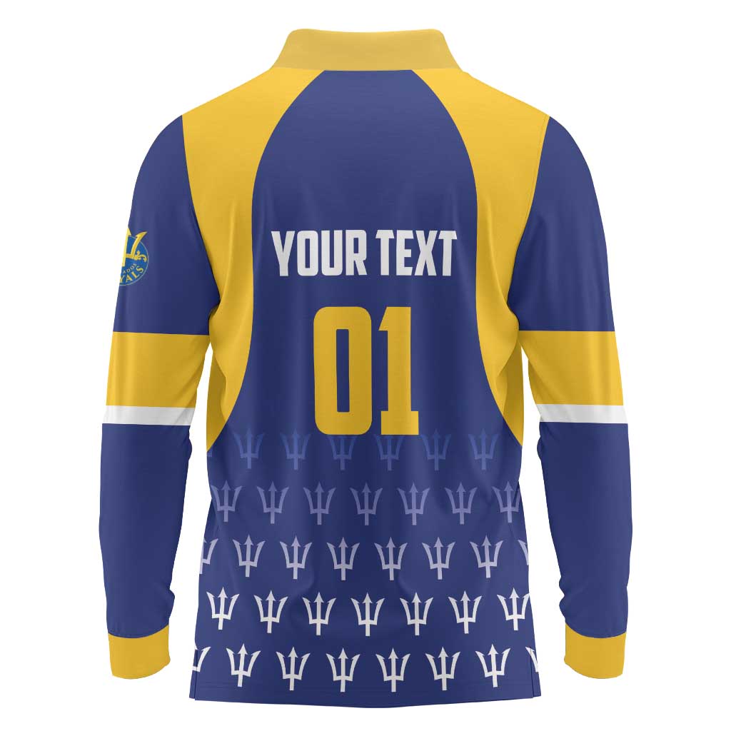 Custom Barbados Tridents Cricket Long Sleeve Polo Shirt Go Champions - Wonder Print Shop