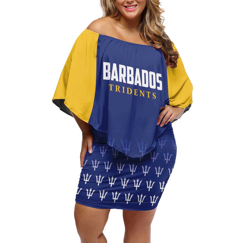 Custom Barbados Tridents Cricket Off Shoulder Short Dress Go Champions - Wonder Print Shop
