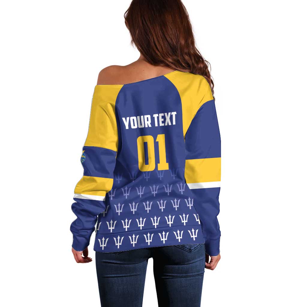 Custom Barbados Tridents Cricket Off Shoulder Sweater Go Champions - Wonder Print Shop
