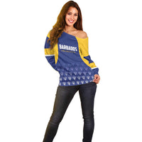 Custom Barbados Tridents Cricket Off Shoulder Sweater Go Champions - Wonder Print Shop
