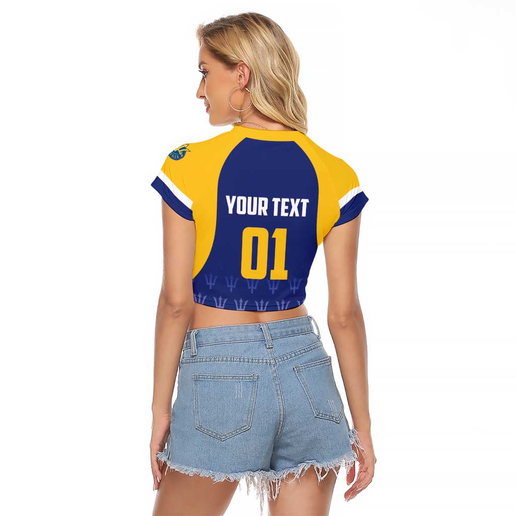Custom Barbados Tridents Cricket Raglan Cropped T Shirt Go Champions - Wonder Print Shop