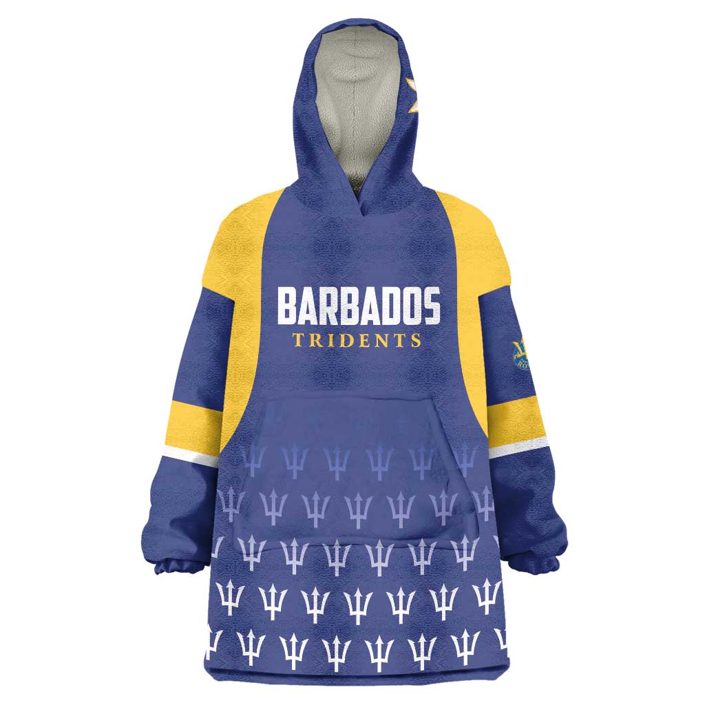 Custom Barbados Tridents Cricket Wearable Blanket Hoodie Go Champions - Wonder Print Shop