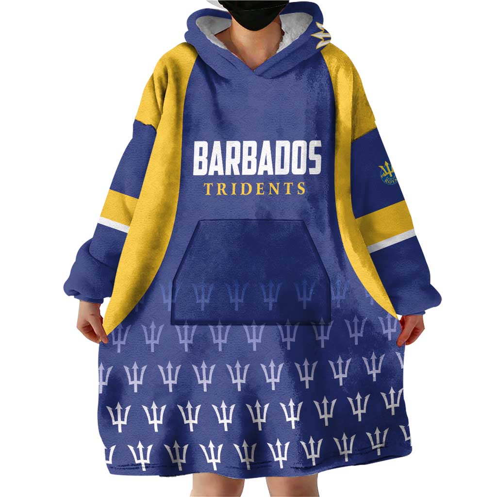 Custom Barbados Tridents Cricket Wearable Blanket Hoodie Go Champions - Wonder Print Shop