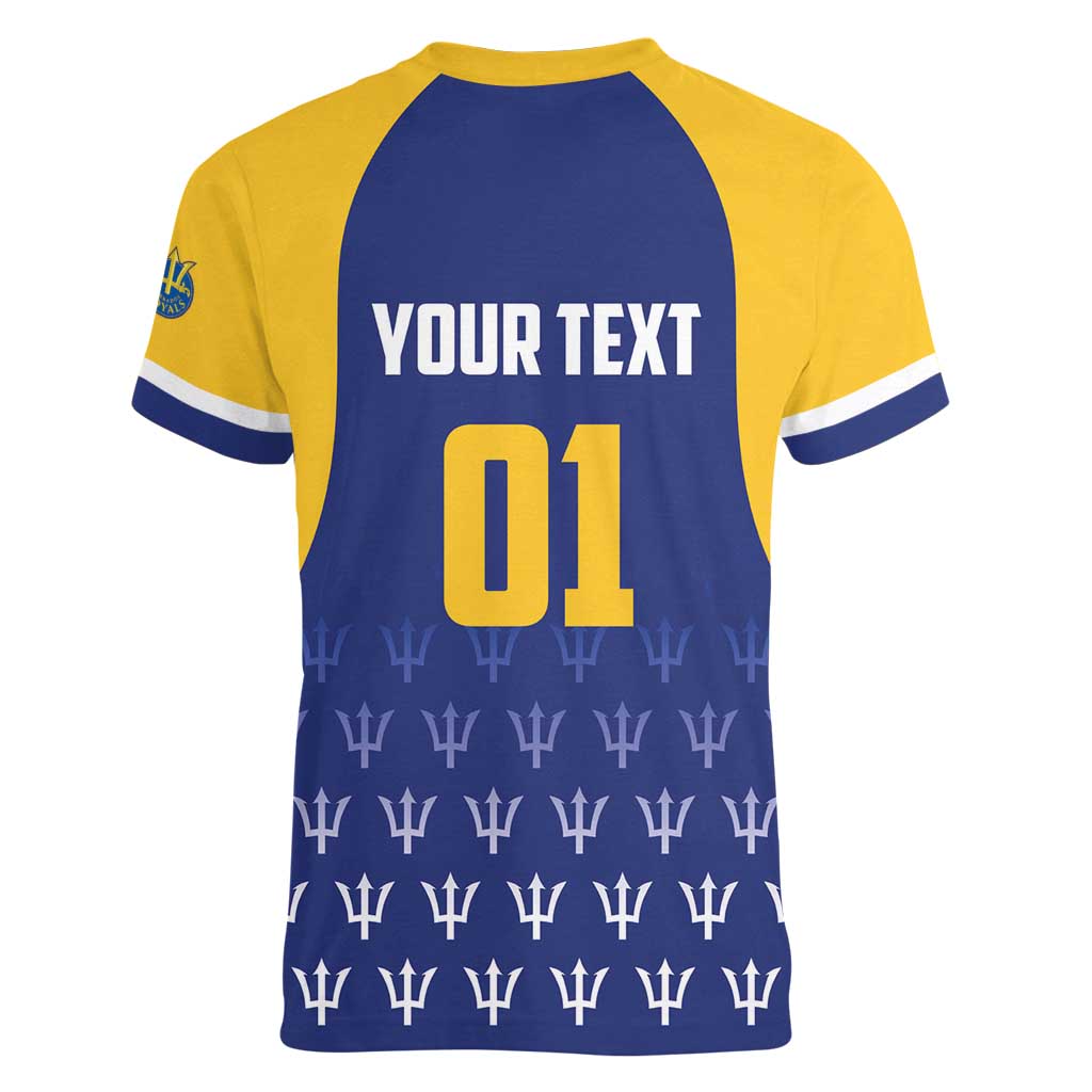 Custom Barbados Tridents Cricket Women V-Neck T-Shirt Go Champions - Wonder Print Shop