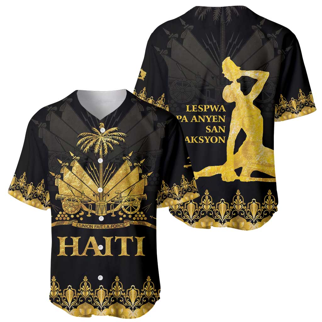 Haiti Neg Marron Gold Baseball Jersey Lespwa pa anyen san aksyon - Wonder Print Shop