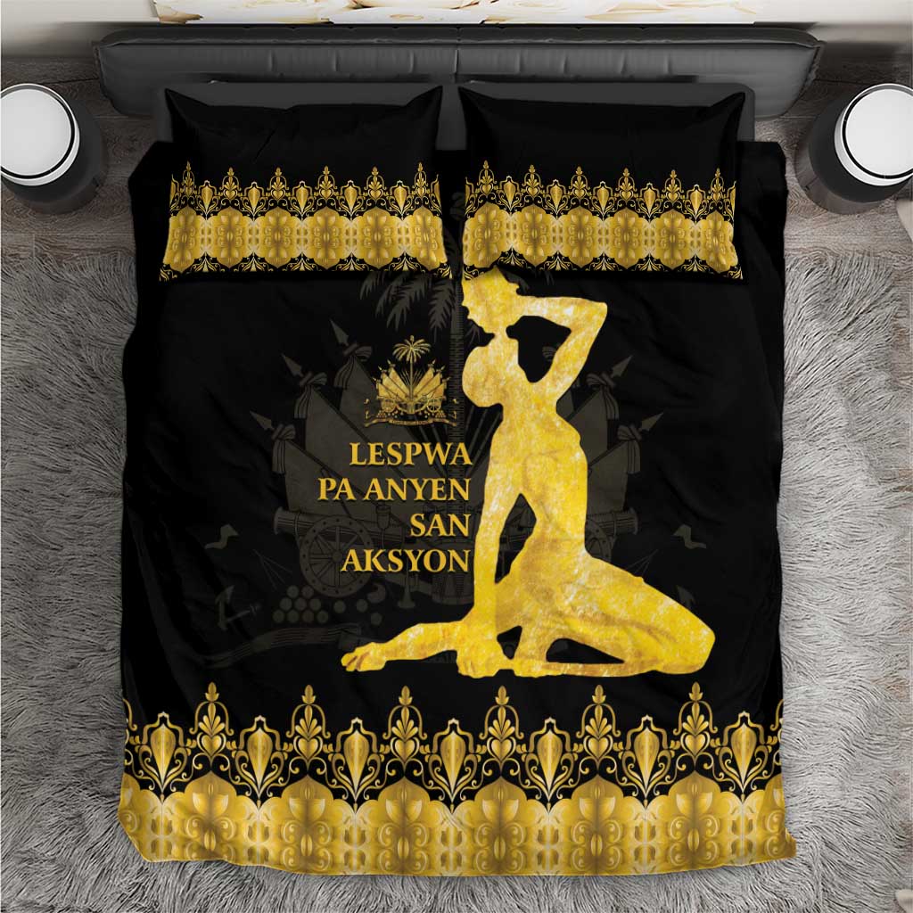 Haiti Neg Marron Gold Bedding Set Lespwa pa anyen san aksyon - Wonder Print Shop