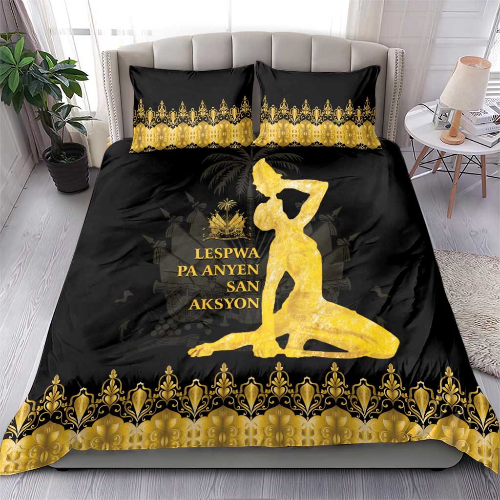Haiti Neg Marron Gold Bedding Set Lespwa pa anyen san aksyon - Wonder Print Shop