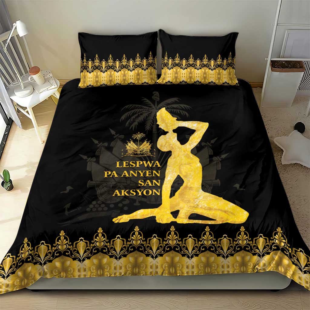 Haiti Neg Marron Gold Bedding Set Lespwa pa anyen san aksyon - Wonder Print Shop