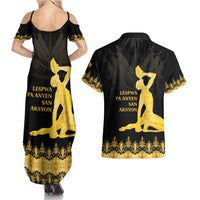 Haiti Neg Marron Gold Couples Matching Summer Maxi Dress and Hawaiian Shirt Lespwa pa anyen san aksyon - Wonder Print Shop