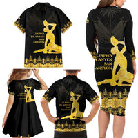 Haiti Neg Marron Gold Family Matching Long Sleeve Bodycon Dress and Hawaiian Shirt Lespwa pa anyen san aksyon - Wonder Print Shop