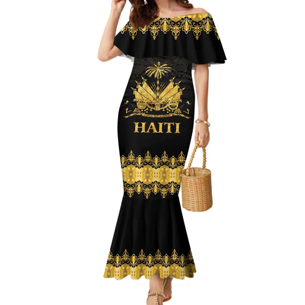 Haiti Neg Marron Gold Family Matching Mermaid Dress and Hawaiian Shirt Lespwa pa anyen san aksyon - Wonder Print Shop