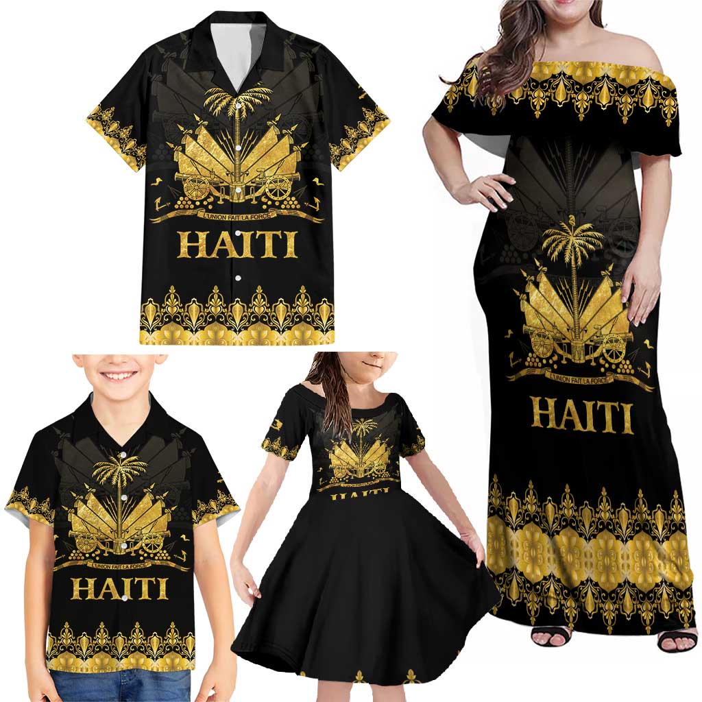 Haiti Neg Marron Gold Family Matching Off Shoulder Maxi Dress and Hawaiian Shirt Lespwa pa anyen san aksyon - Wonder Print Shop