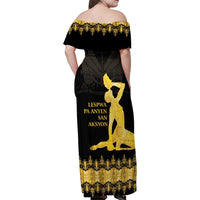 Haiti Neg Marron Gold Family Matching Off Shoulder Maxi Dress and Hawaiian Shirt Lespwa pa anyen san aksyon - Wonder Print Shop