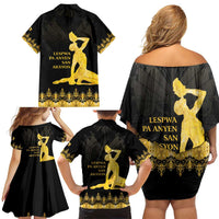 Haiti Neg Marron Gold Family Matching Off Shoulder Short Dress and Hawaiian Shirt Lespwa pa anyen san aksyon - Wonder Print Shop