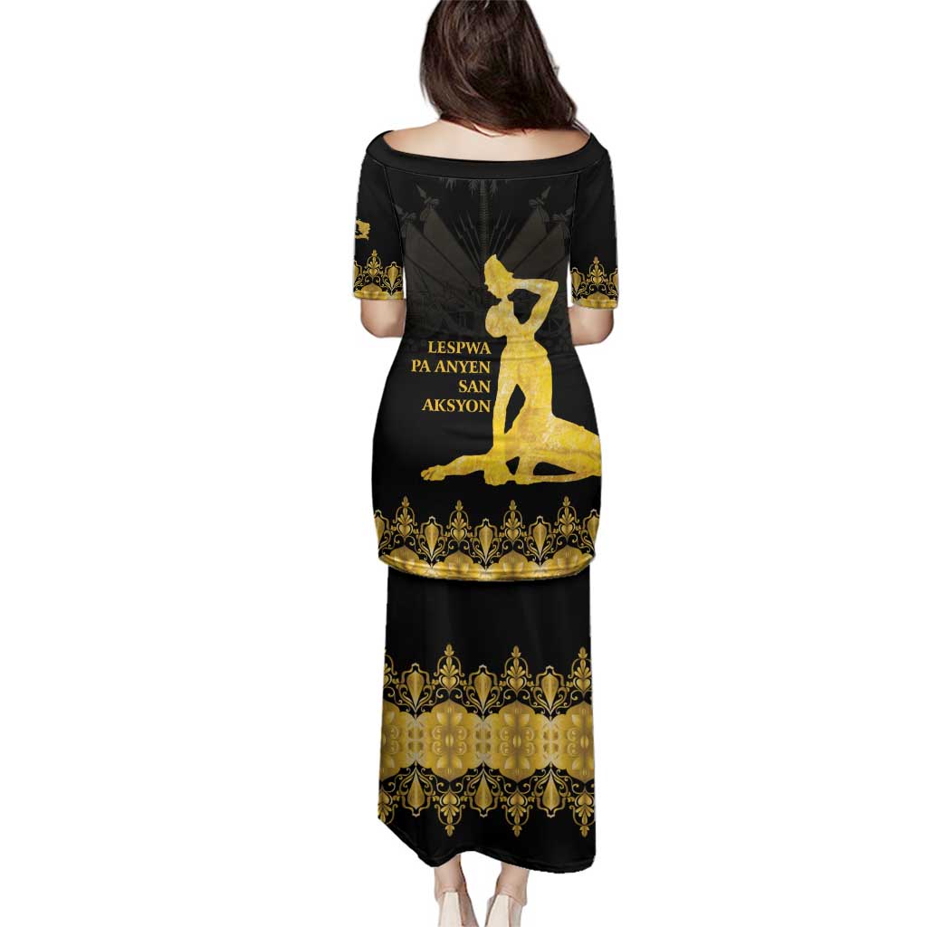 Haiti Neg Marron Gold Family Matching Puletasi and Hawaiian Shirt Lespwa pa anyen san aksyon - Wonder Print Shop