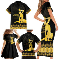 Haiti Neg Marron Gold Family Matching Short Sleeve Bodycon Dress and Hawaiian Shirt Lespwa pa anyen san aksyon - Wonder Print Shop